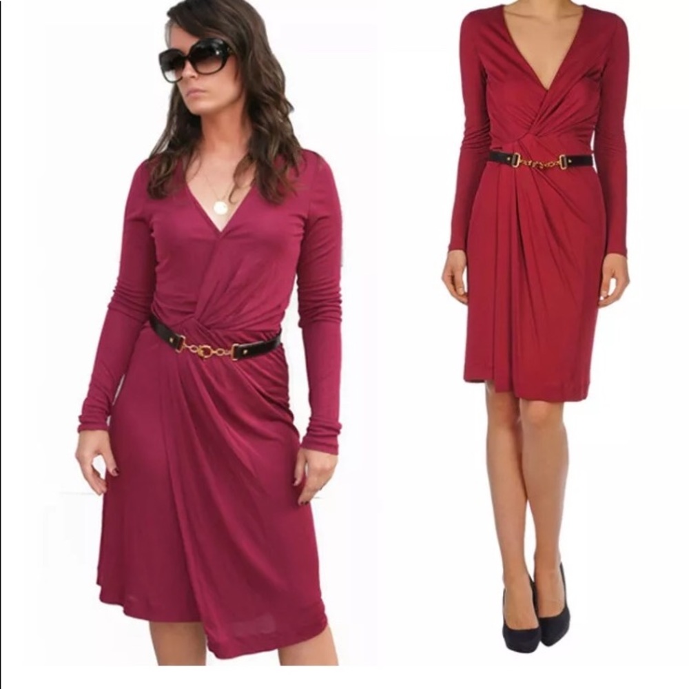 Gucci Wine Colored Wrap Dress with Belt